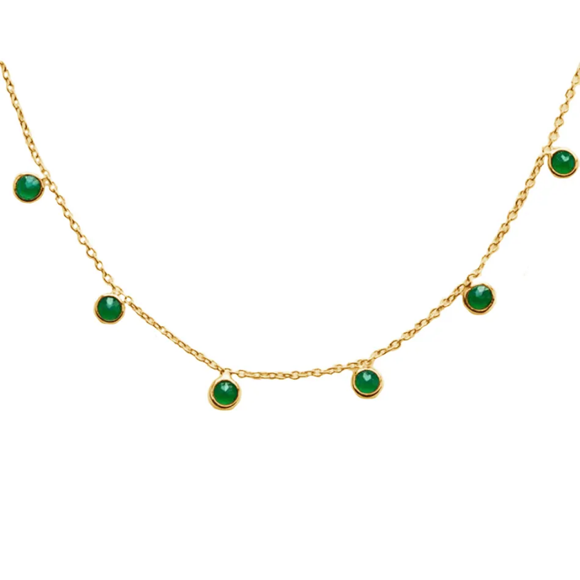 Emerald Dewdrop Chain Necklace