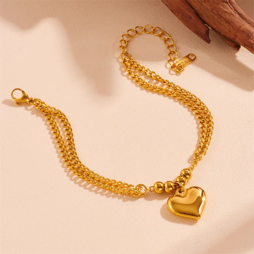 Golden Heart Charm Bracelet