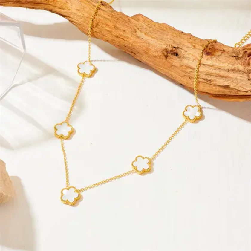 White Blossom Charm Necklace