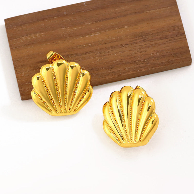 Golden Shell Luxe Studs