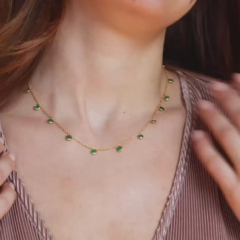 Emerald Dewdrop Chain Necklace