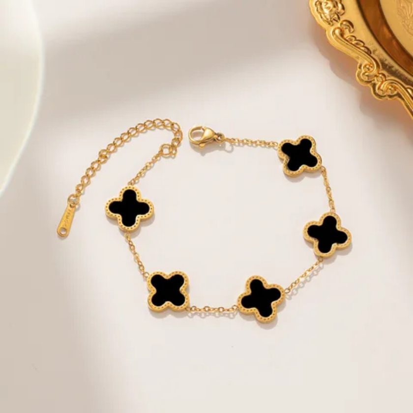 Midnight Clover Gold Bracelet
