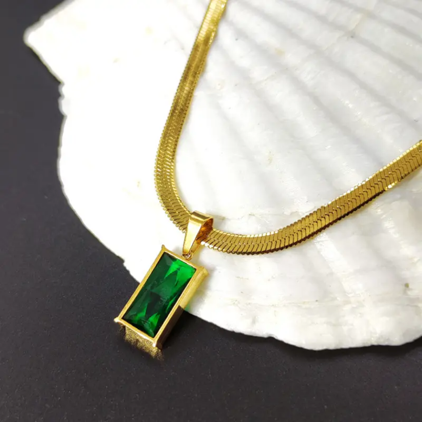Emerald Radiance Gold Pendant Necklace