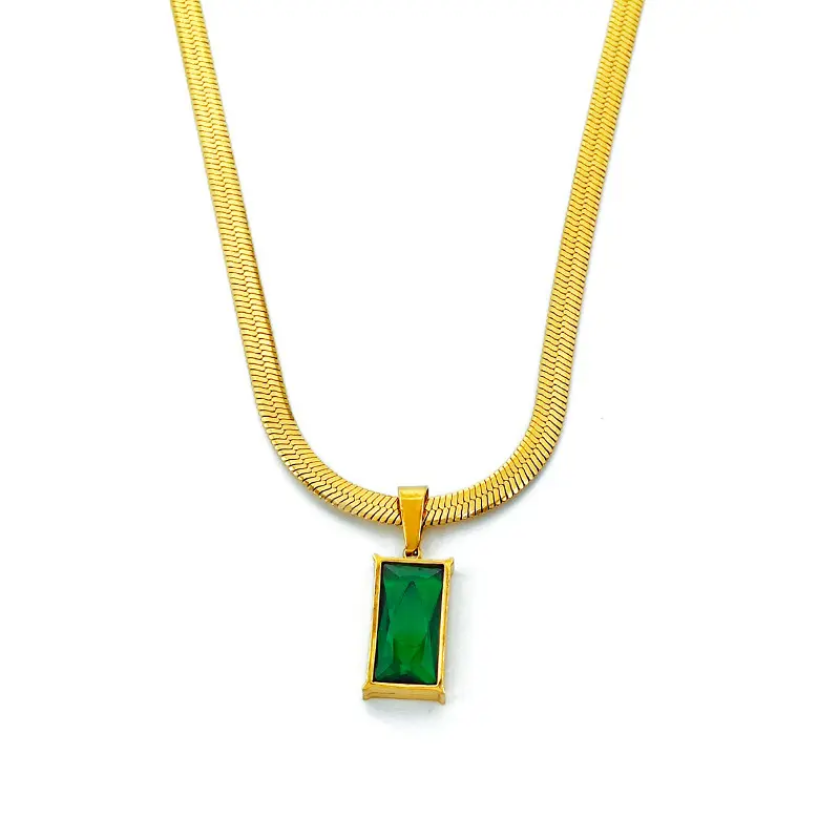 Emerald Radiance Gold Pendant Necklace
