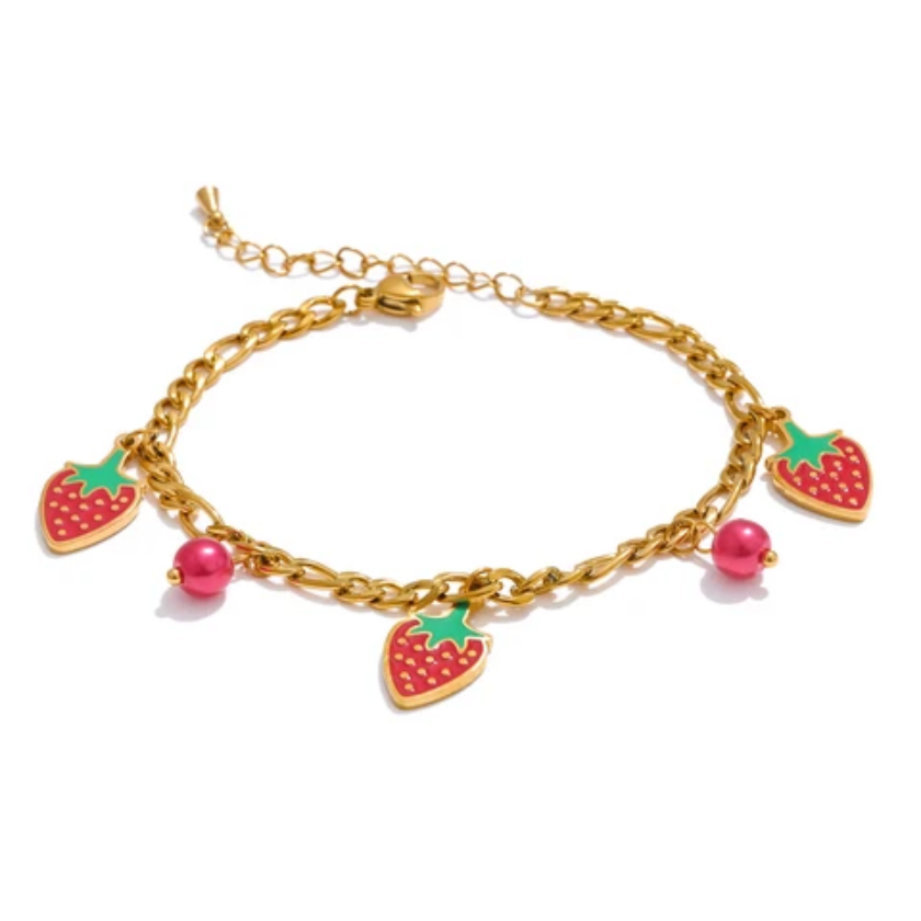 Strawberry Sweetheart Charm Bracelet
