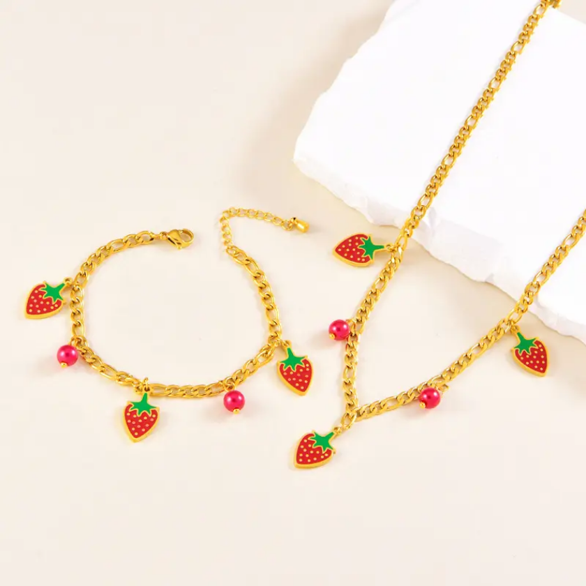 Strawberry Sweetheart Charm Bracelet