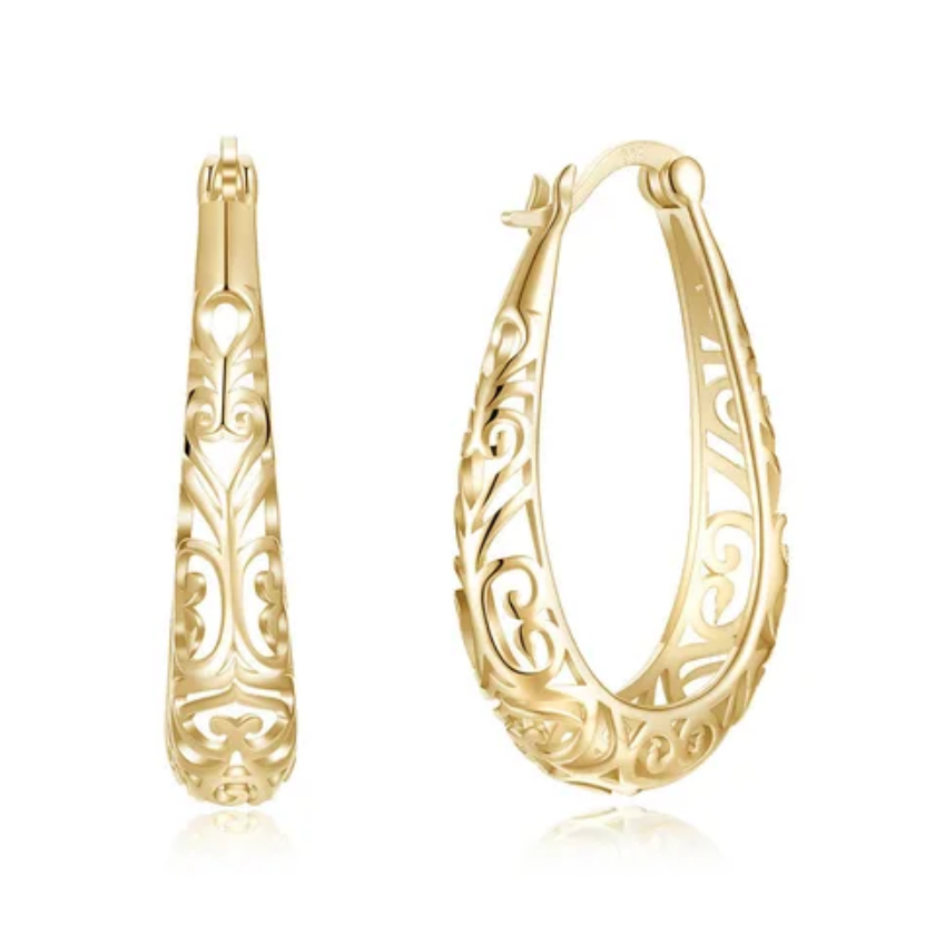 Regal Filigree Hoop Earrings