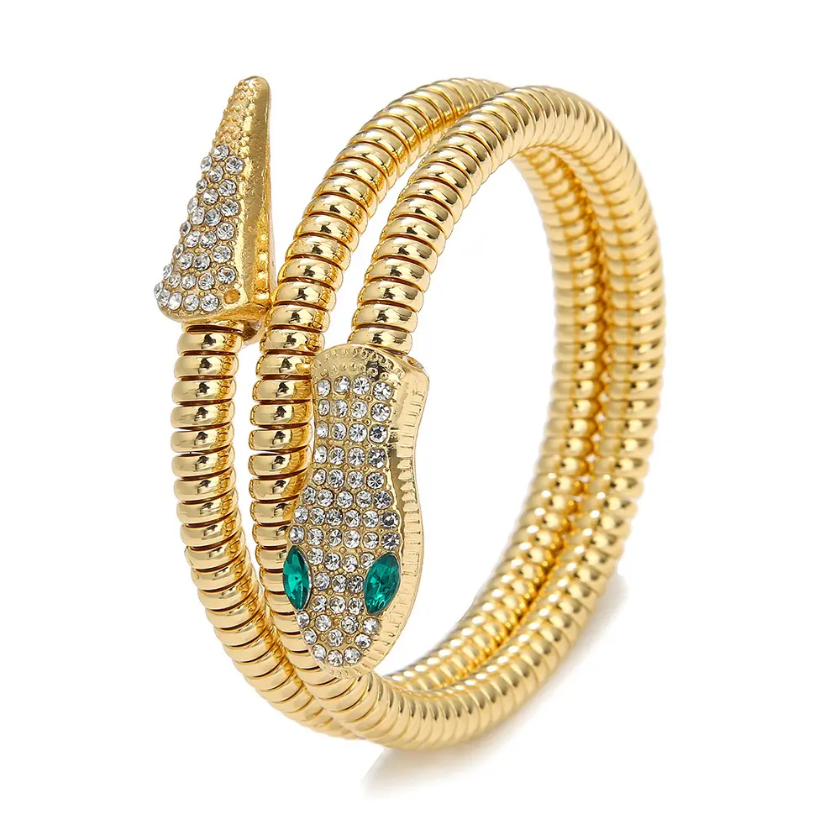 Emerald Serpent Coil Bracelet