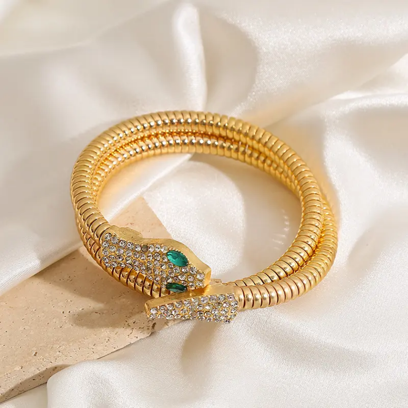 Emerald Serpent Coil Bracelet