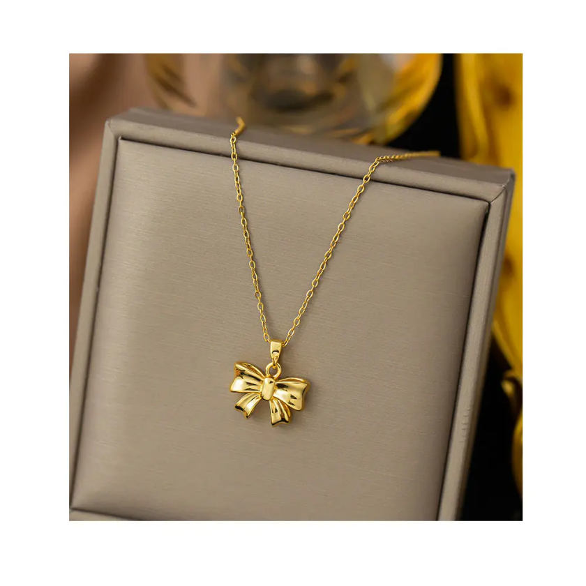 Golden Ribbon Charm Pendant