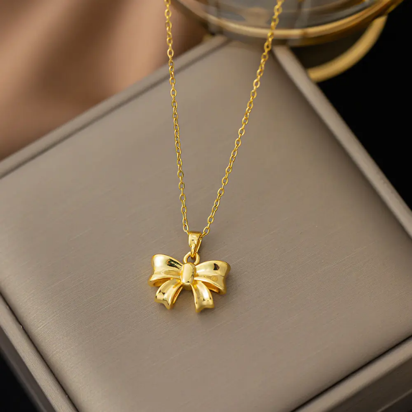 Golden Ribbon Charm Pendant