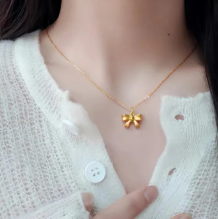 Golden Ribbon Charm Pendant