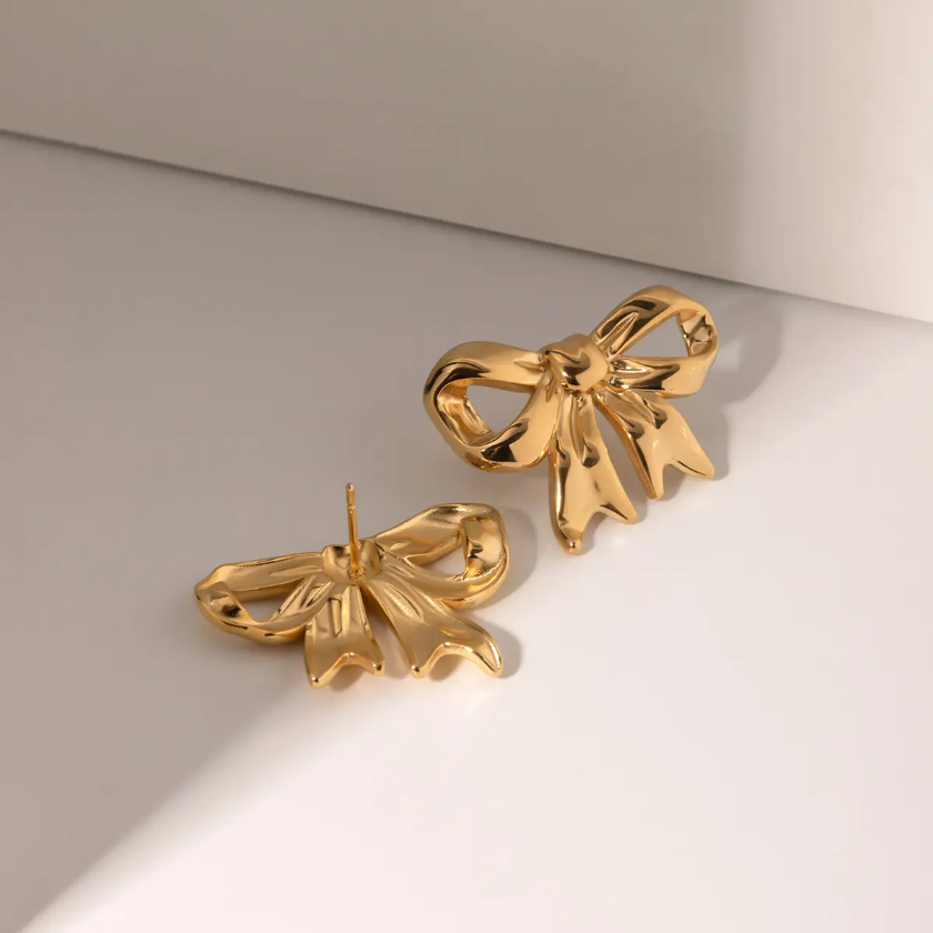Golden Grace Bow Studs