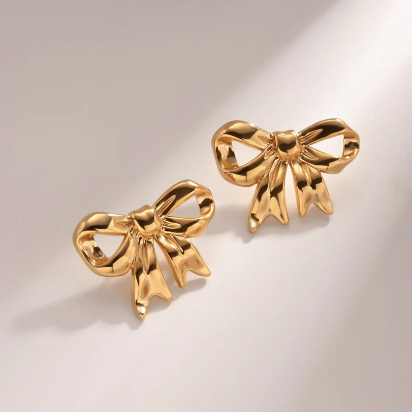 Golden Grace Bow Studs
