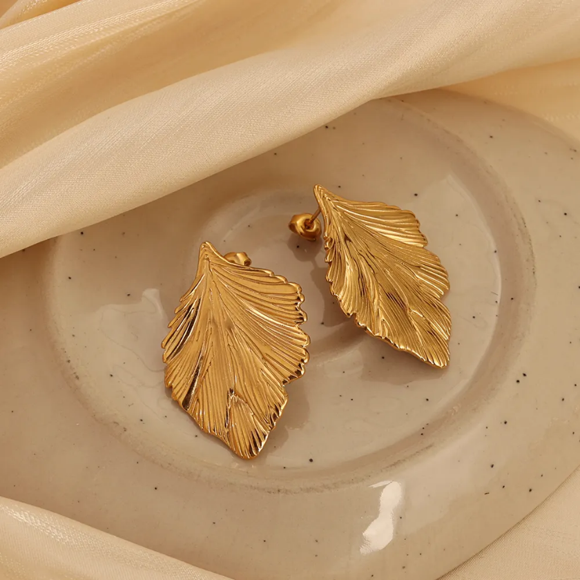 Gilded Leaf Statement Earrings
