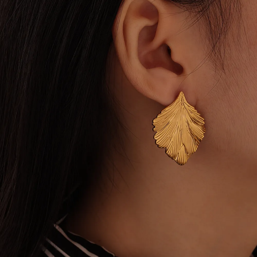 Gilded Leaf Statement Earrings