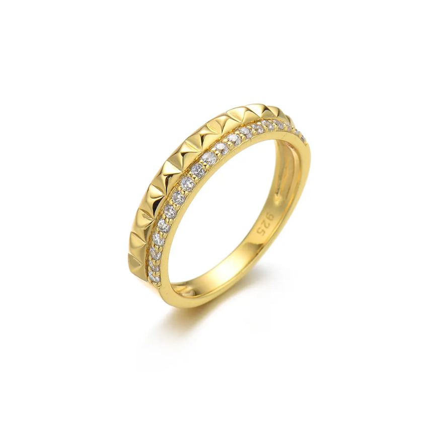 Golden Studded Elegance Ring