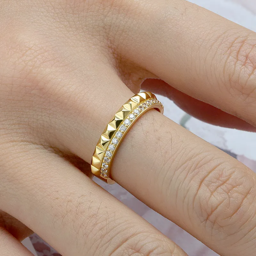 Golden Studded Elegance Ring