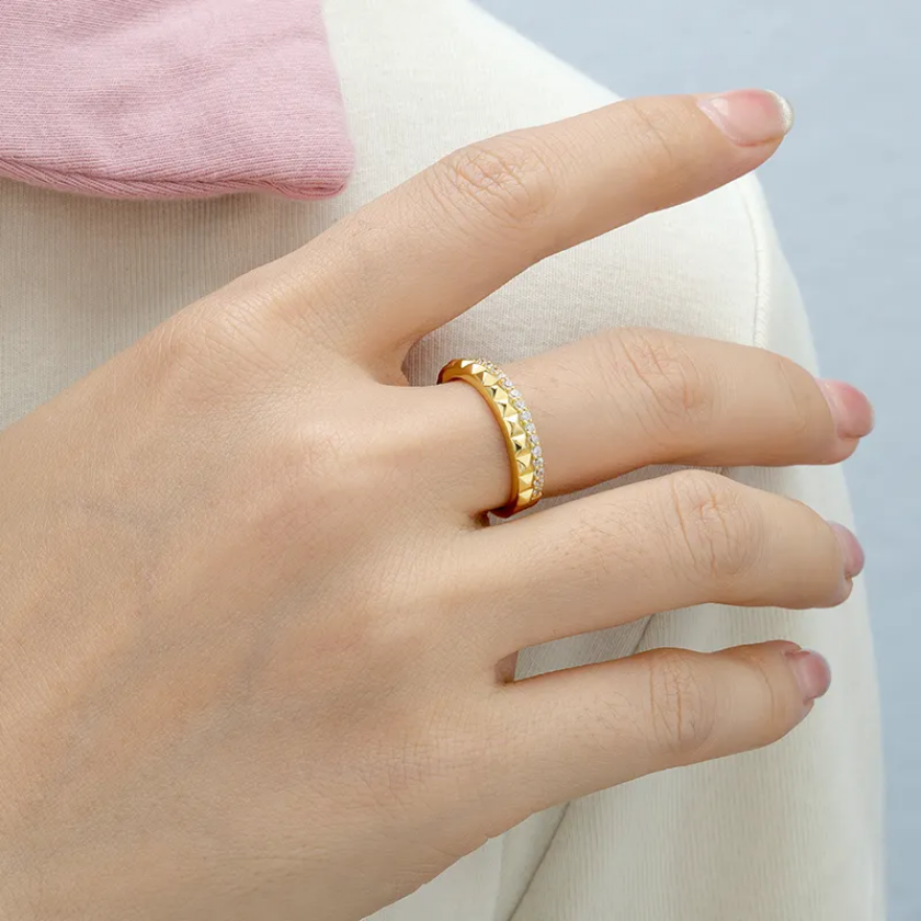 Golden Studded Elegance Ring