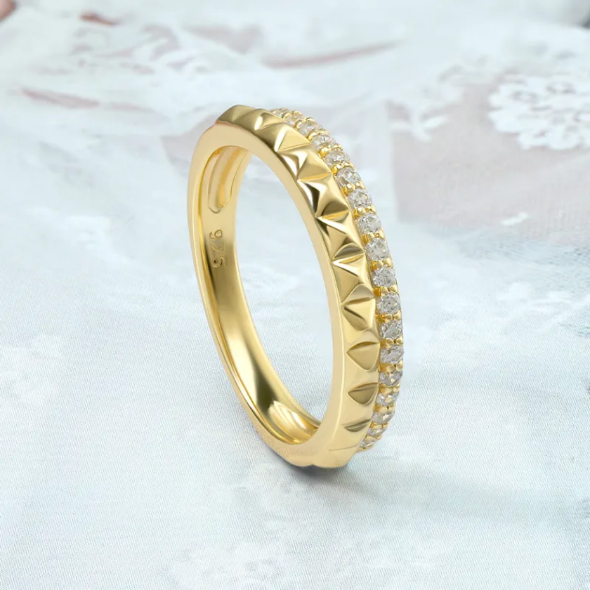Golden Studded Elegance Ring