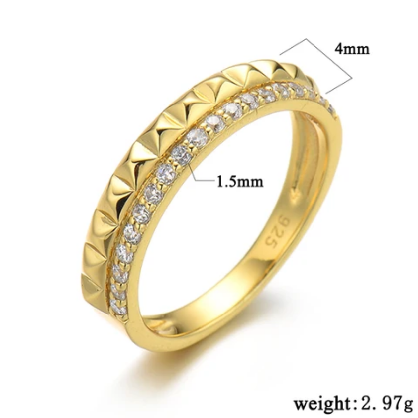Golden Studded Elegance Ring