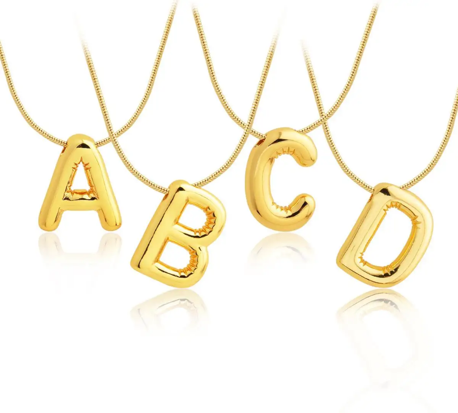 Golden Puff Initial Necklace