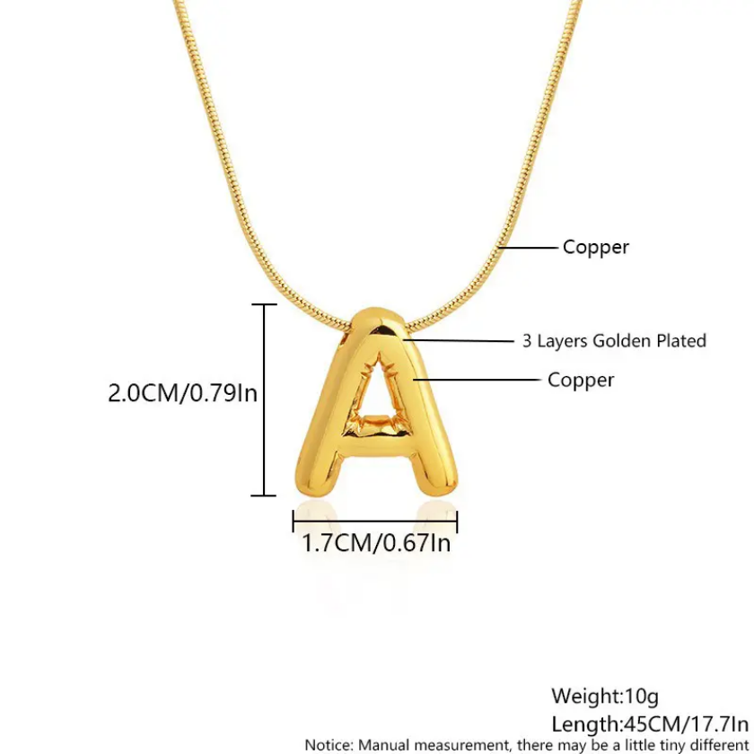 Golden Puff Initial Necklace