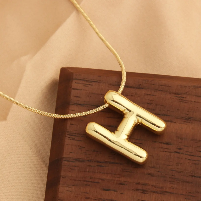 Golden Puff Initial Necklace