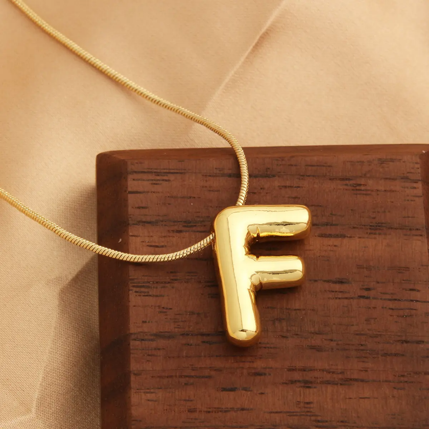 Golden Puff Initial Necklace