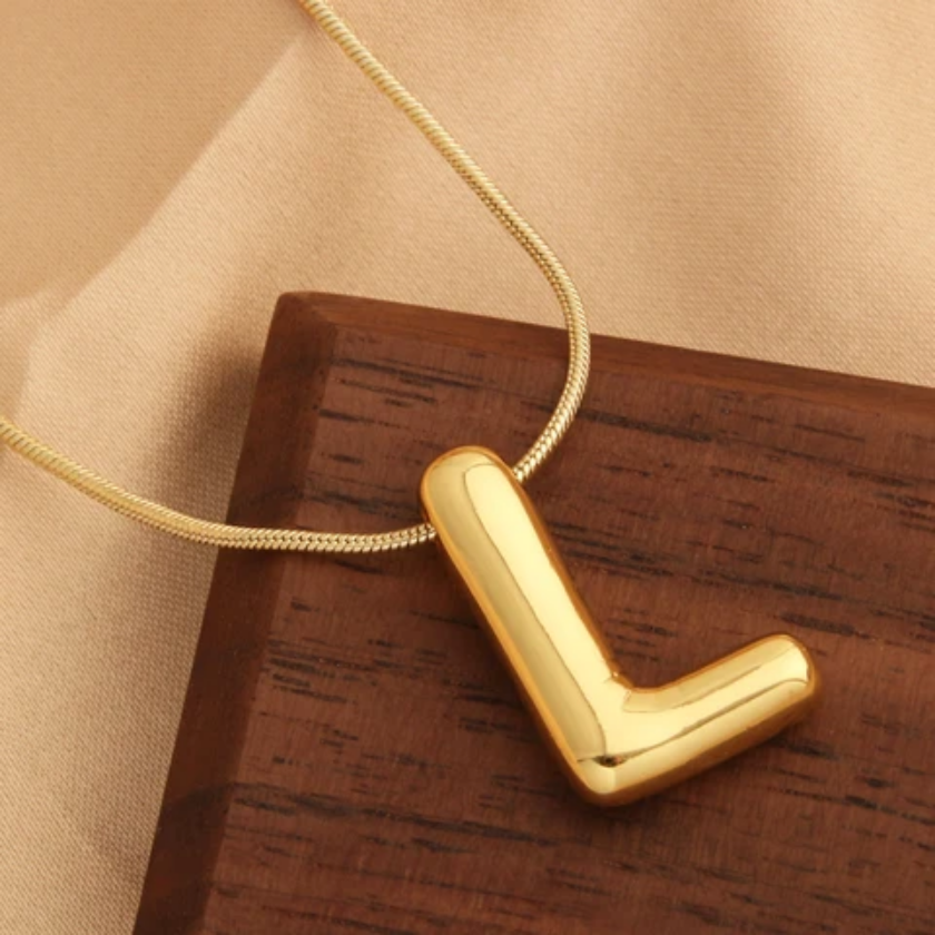 Golden Puff Initial Necklace