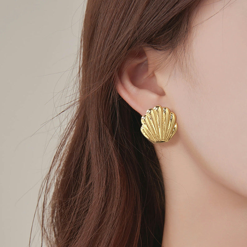Golden Shell Luxe Studs