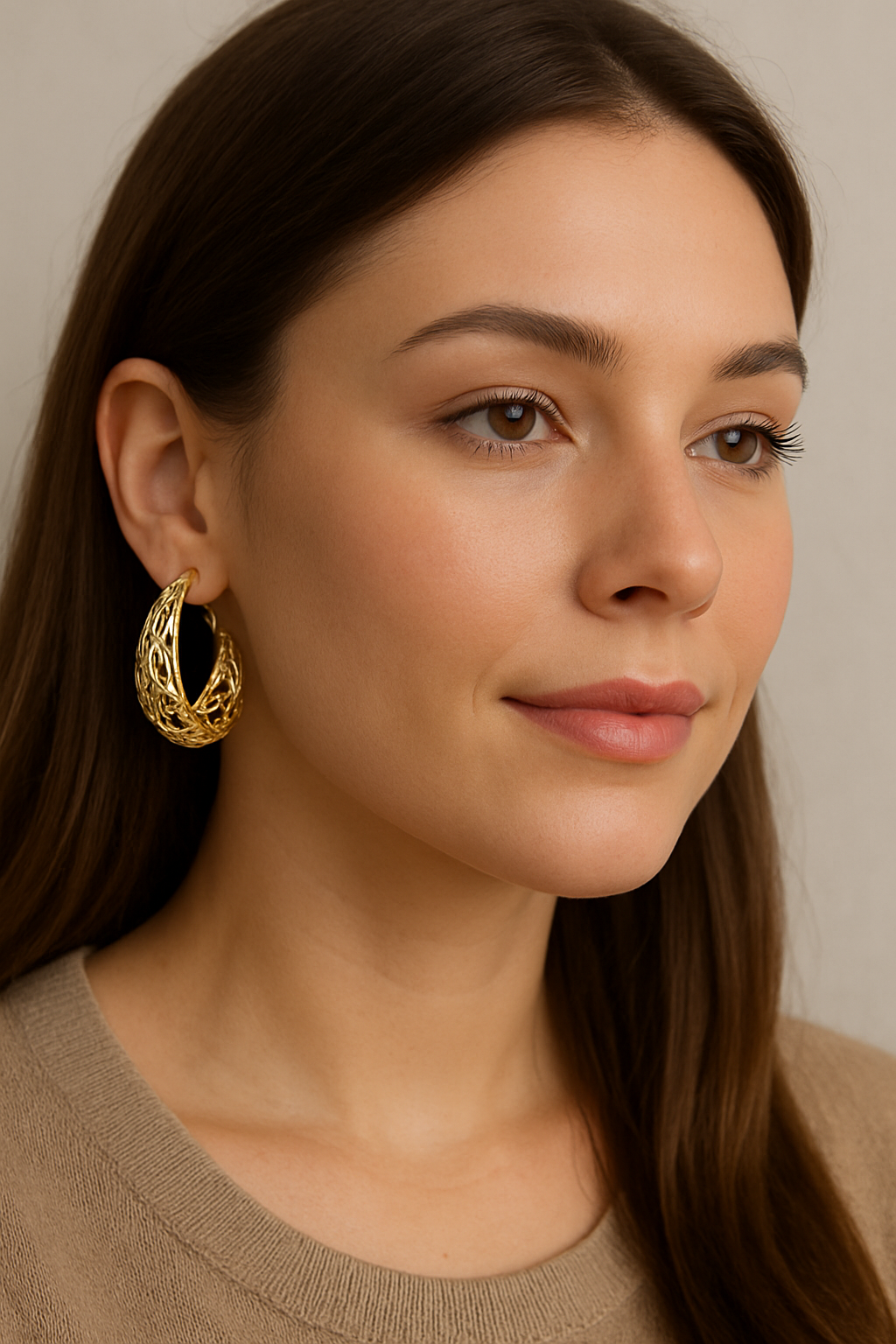 Bold Twisted Dome Hoop Earrings – Gold Finish
