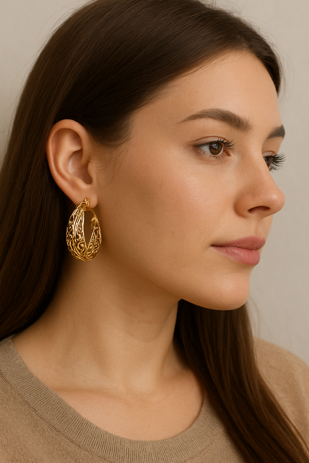 Bold Twisted Dome Hoop Earrings – Gold Finish