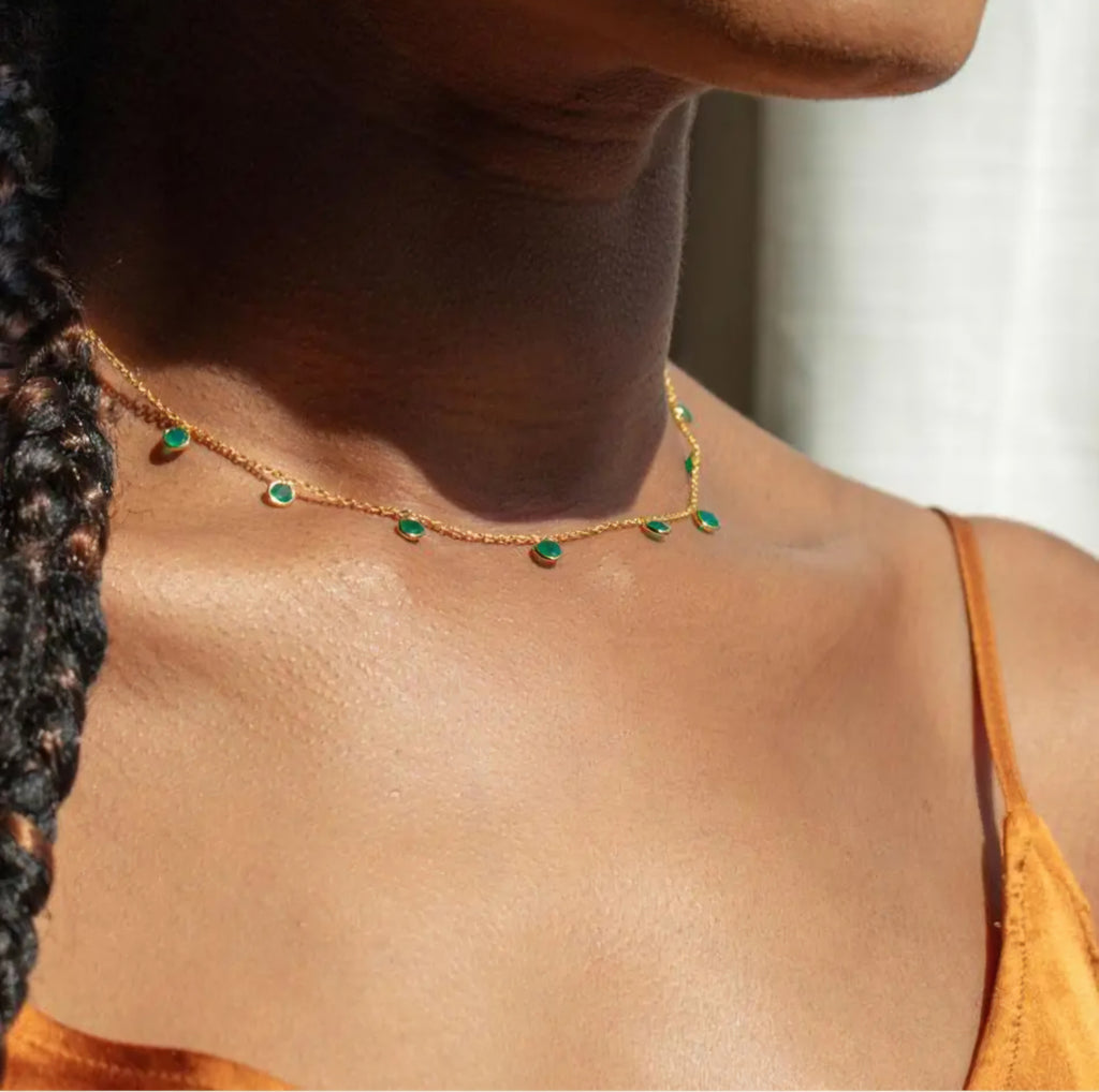 Emerald Dewdrop Chain Necklace