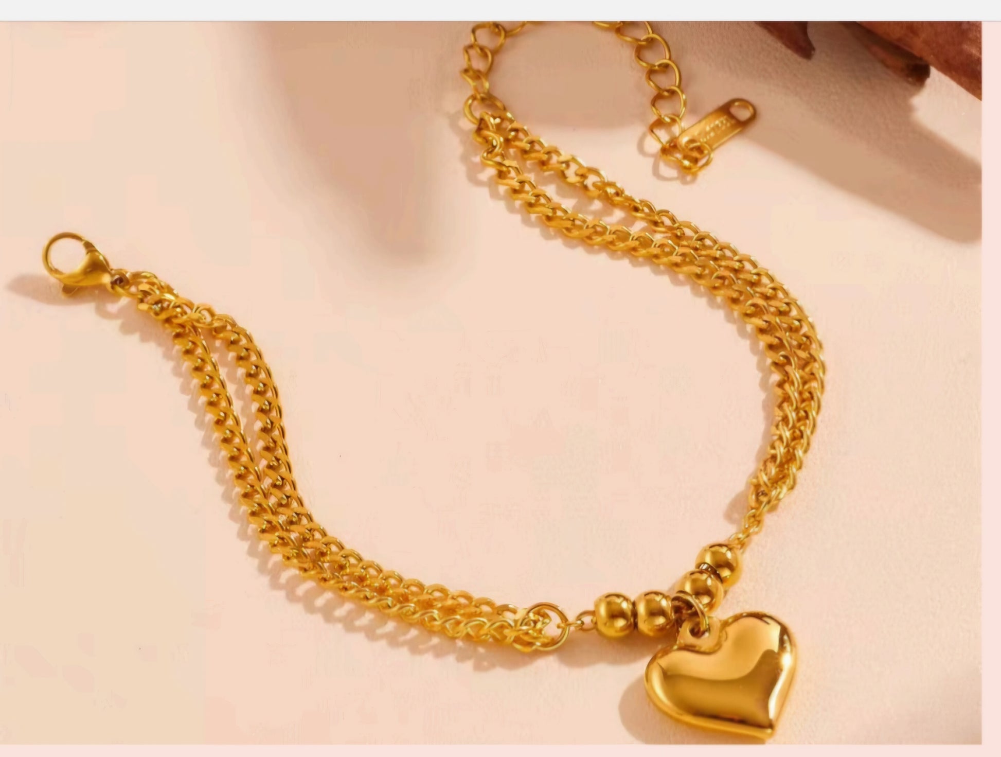 Golden Heart Charm Bracelet