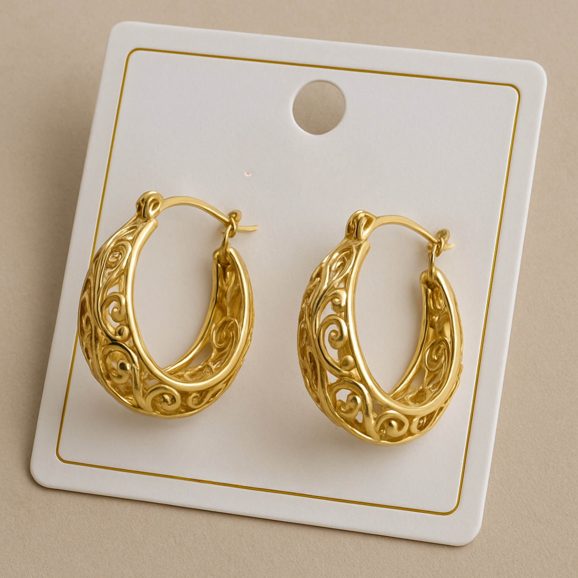 Bold Twisted Dome Hoop Earrings – Gold Finish