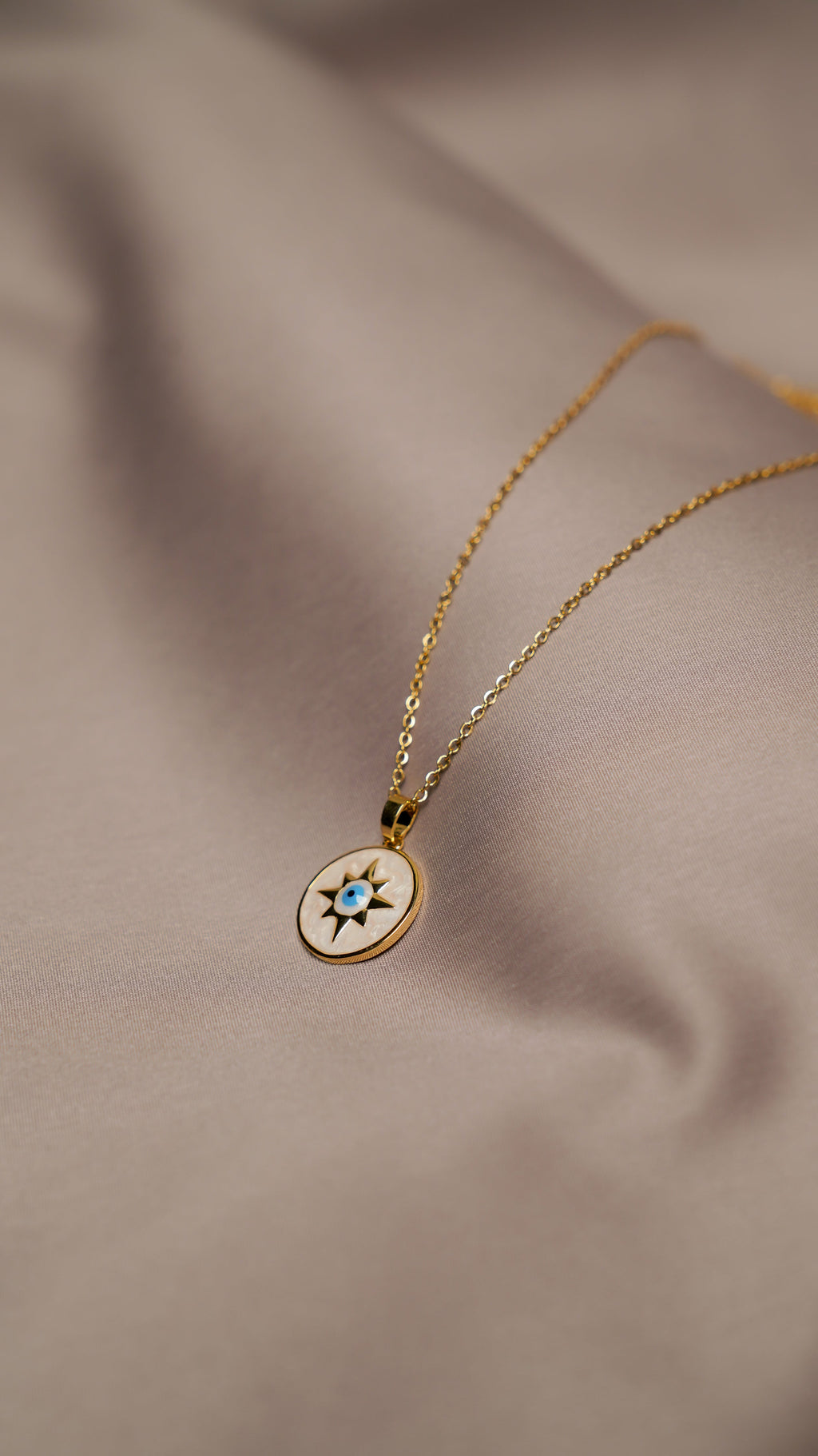 Golden Evil Eye Compass Pendant